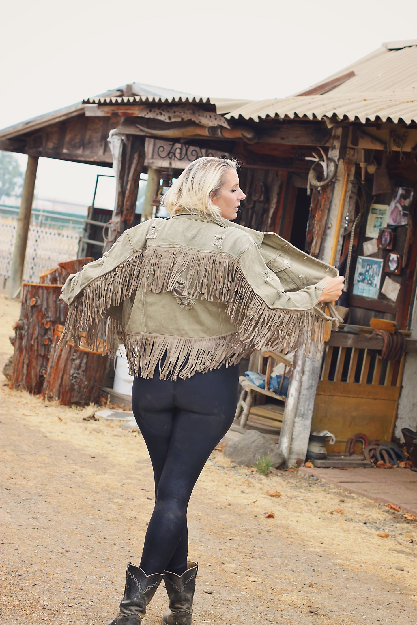 Olive Fringe Jacket